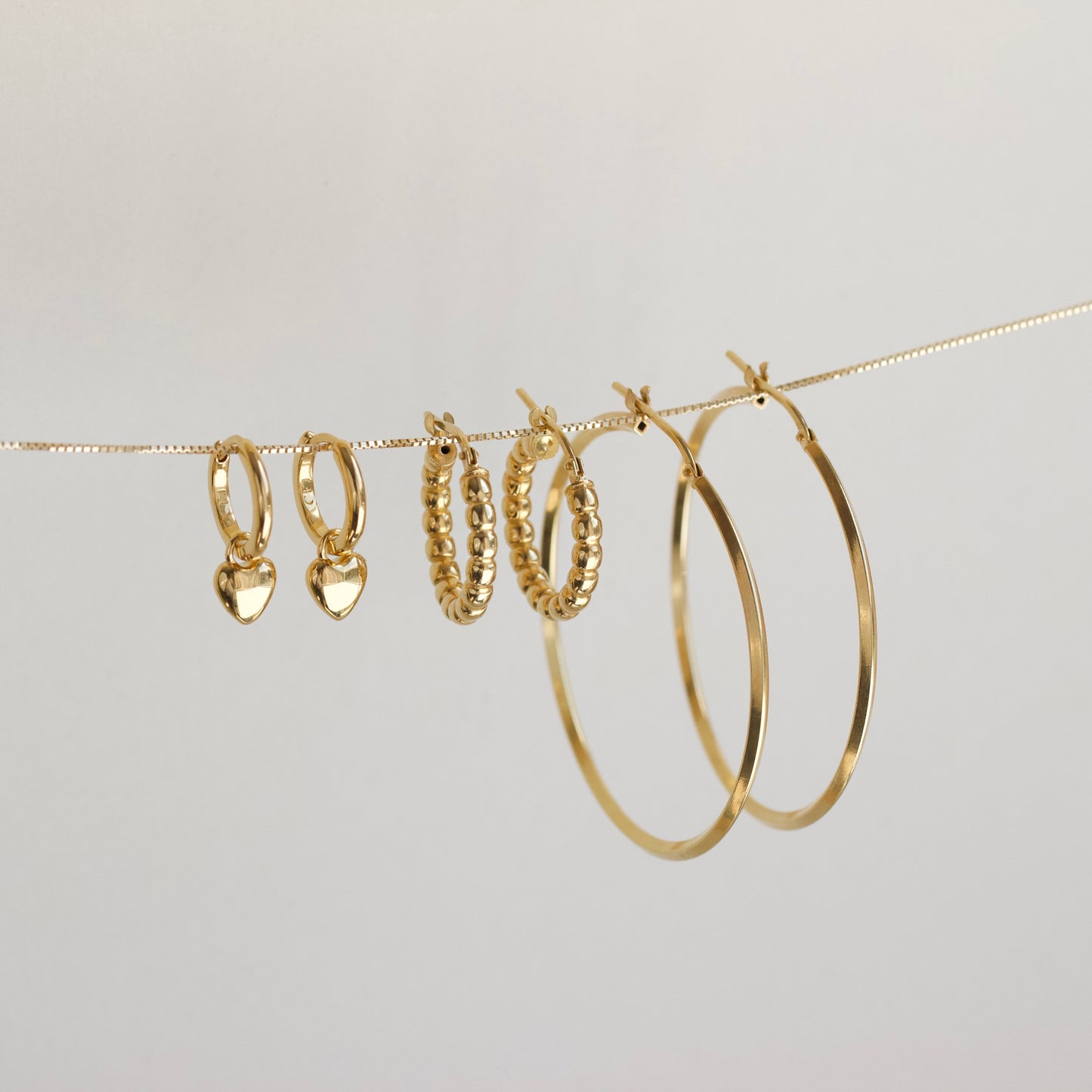 dainty heart charm hoops