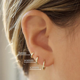 Solid Gold Huggie Hoop Earring Set