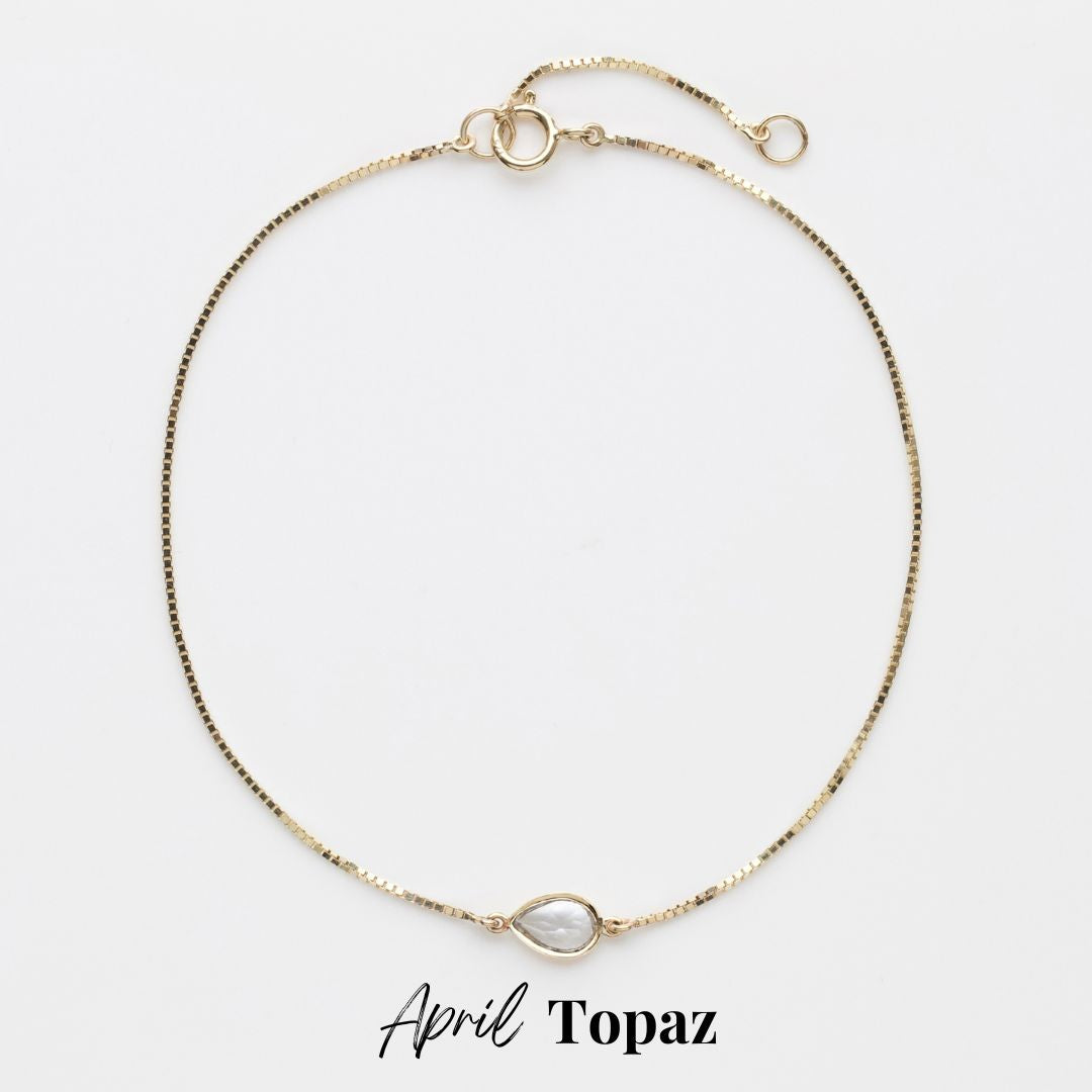 gemstone birthstone solitaire bracelet in 9k yellow gold