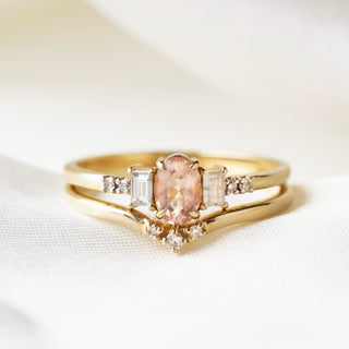 Morganite and diamond engagement ring set
