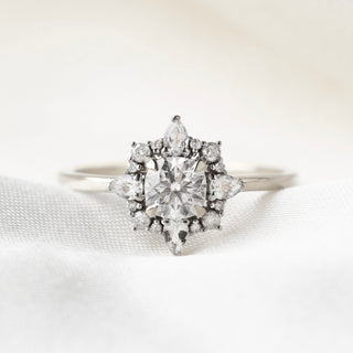 Daphne Moissanite, Sapphire & Diamond Ring
