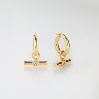 T bar hoop earrings gold