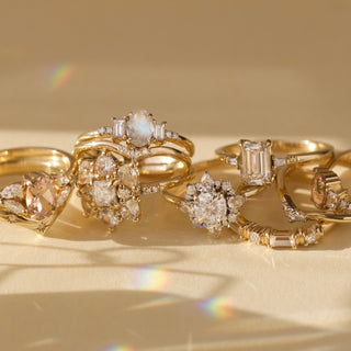 Estella Morganite & Diamond Engagement Ring Set