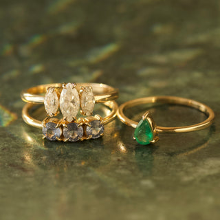 emerald pear ring in solid gold