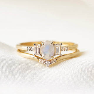 Estella Moonstone & Diamond Engagement Ring Set