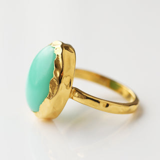 Chrysoprase Molten Statement Ring