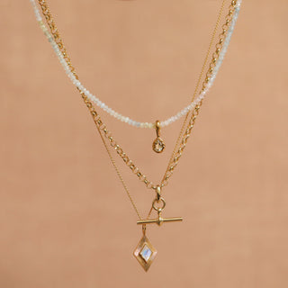 Moonstone kite sunray necklace gold