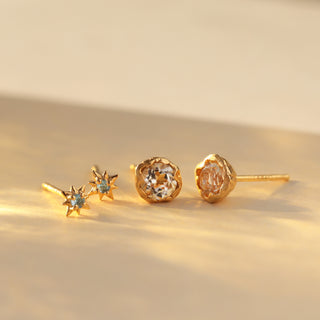 dainty topaz star stud earrings