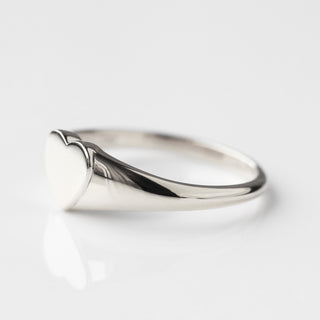 Heart engravable signet ring silver