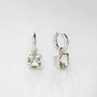 Green Amethyst Drop Hoop Earrings