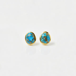 Copper Turquoise Stud Earrings