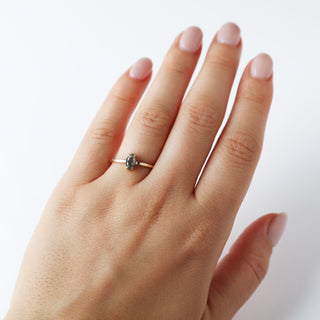 Exclusive Carrie Elizabeth Salt and Pepper Diamond Ring One of a kind, Marquise prong set