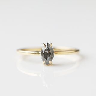 Exclusive Carrie Elizabeth Salt and Pepper Diamond Ring One of a kind, Marquise