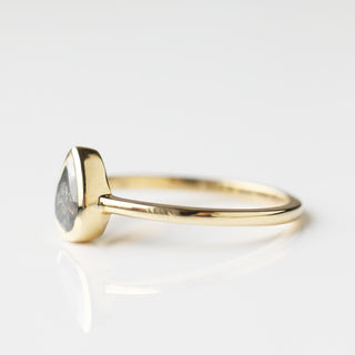 Exclusive Carrie Elizabeth Salt and Pepper Pear Diamond Ring One of a kind