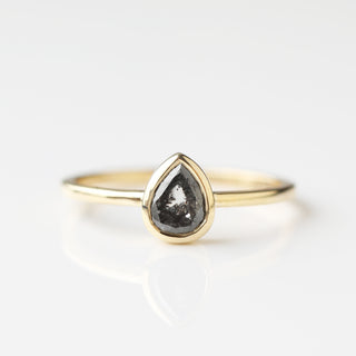 Exclusive Carrie Elizabeth Salt and Pepper Pear Diamond Ring One of a kind