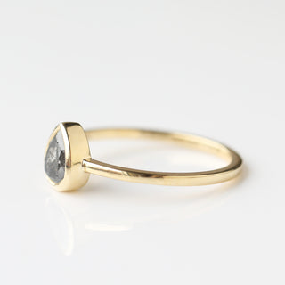Exclusive Carrie Elizabeth Salt and Pepper Pear Diamond Ring One of a kind