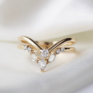 Carrie Elizabeth Deep V Sapphire and Diamond 14k Wedding Band