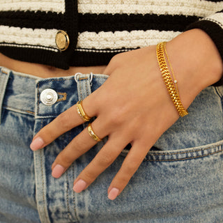 engravable vintage bar ring in gold