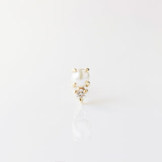double pearl and diamond stud 9k earring
