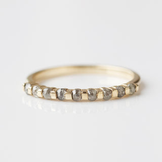 salt and pepper diamond half eternity ring in solid 9k gold