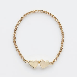 heart chain ring in solid gold