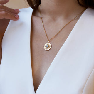 Moonstone Sunray Coin Necklace