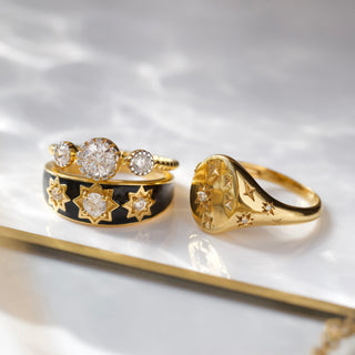 diamond starset signet ring in gold