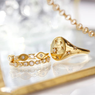 diamond starset signet ring in gold