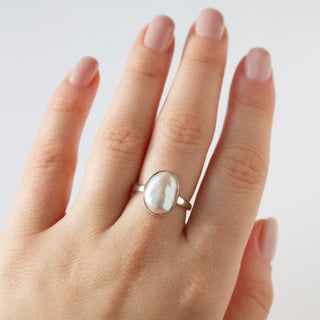 baroque pearl ring in silver