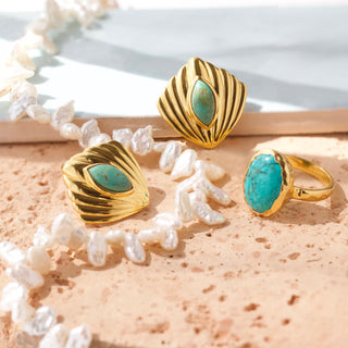 turquoise gold molten ring