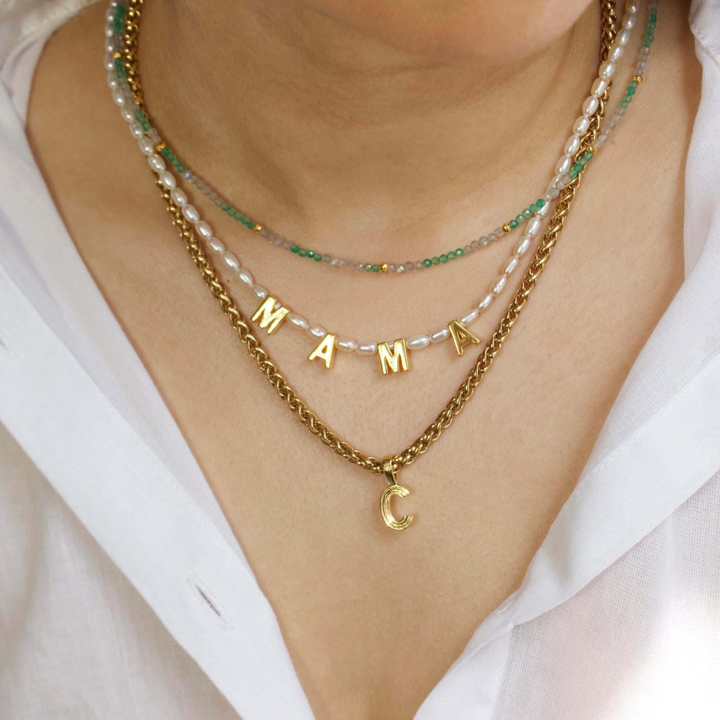 chunky starset diamond initial pendant in gold