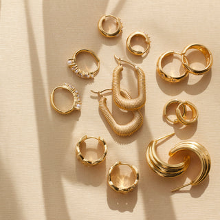 classic vintage huggie hoop earrings in gold