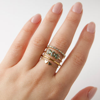 heart chain ring in solid gold
