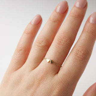 heart chain ring in solid gold