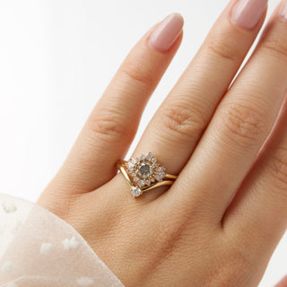 Carrie Elizabeth Deep Curved Solitaire Wedding Band in 14k Gold