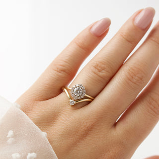 Carrie Elizabeth Deep Curved Solitaire Wedding Band in 14k Gold