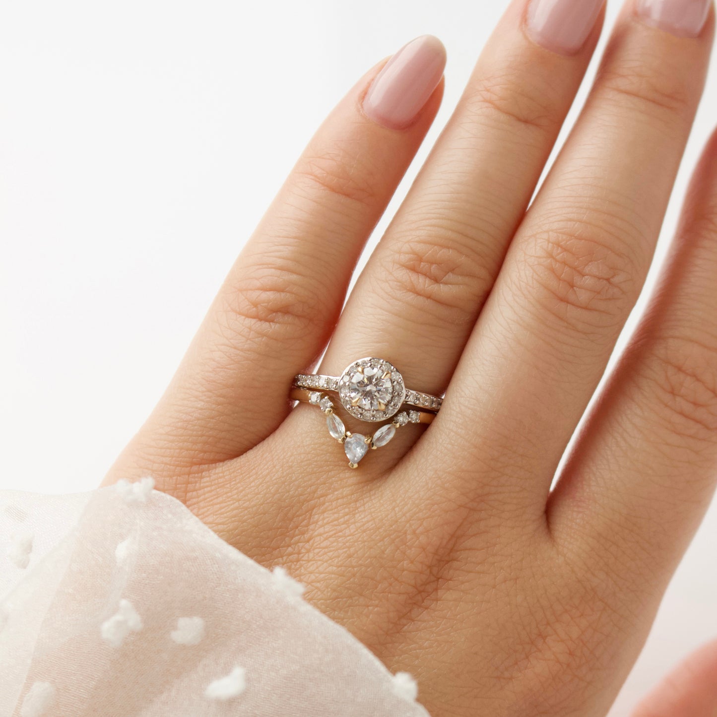 Pear Sapphire and Diamond Wedding Band