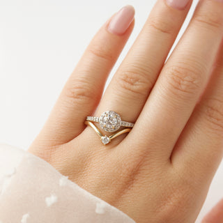 Carrie Elizabeth Deep Curved Solitaire Wedding Band in 14k Gold