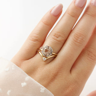 Carrie Elizabeth Deep Curved Solitaire Wedding Band in 14k Gold