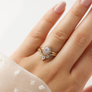 Pear Sapphire and Diamond Wedding Band