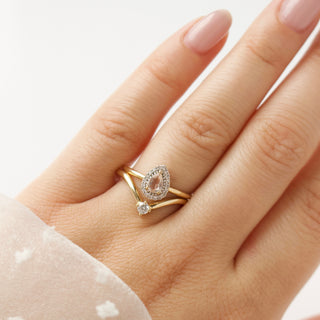 Carrie Elizabeth Deep Curved Solitaire Wedding Band in 14k Gold