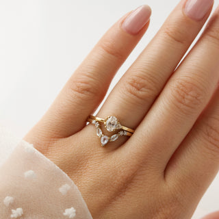Pear Sapphire and Diamond Wedding Band