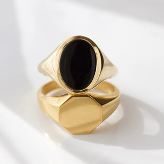 mens hexgon ring in gold