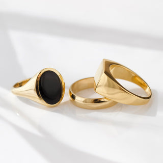 mens black onyx signet ring in gold