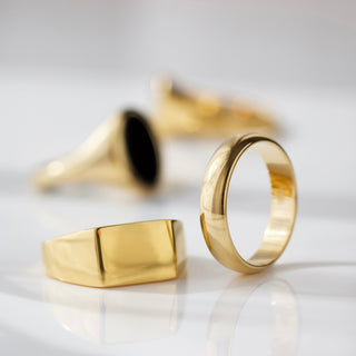 mens gold square signet ring