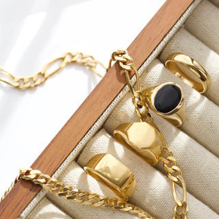 mens hexgon ring in gold