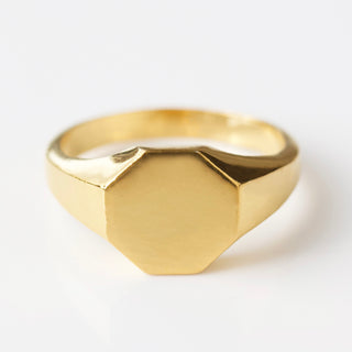 mens hexgon ring in gold