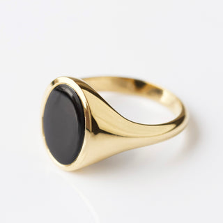 mens black onyx signet ring in gold