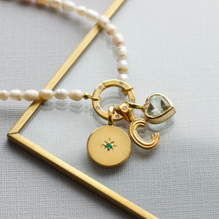 celestial cz front facing clasp pearl necklace in gold