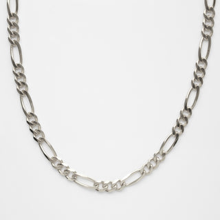 mens silver figaro chain necklace